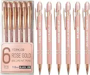YOXMJDB Stylus Pens for Touch Screens, 6 Pack Rose Gold Inspirational Pens, 1.0mm Medium Point BallPoint Pens, Cute Pens Nurse Gifts Office Supplies for Women (Motivational, 6 Pcs Rose Gold)