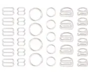 Clear Plastic Bra strap Adjustment Slides Rings Hooks 36 pcs Swimsuit Nightgowns
