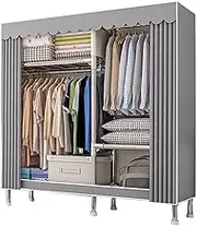 Wardrobe Portable Canvas Wardrobe with Hanging Rail, Shelves, Fabric Clothes Closet Storage Organizer for Bedroom, Living Room,106x46x173cm