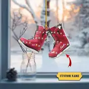 Custom Name Ski Boots Christmas Ornament Christmas Tree Hanging Decor Flat 2d