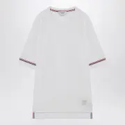 [Thom Browne] White T-shirt With Tricolour Detail 4 White