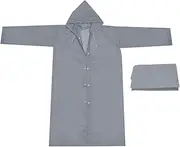 [uxcell] Rain Ponchos for Adults, Lightweight Reusable EVA Impermeable Rain Coat Waterproof Rain Jacket for Men and Women, Gray