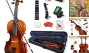 Violin Size Set Fiddle, Handcrafted Three 3/4 Gradient Red & Solid Wood Sides