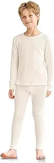 [VZV] Kids Thermal Underwear Set, Boys Waffle Thermal Set Long Sleeve Base Layer Thermals Top and Bottom Set for Cold Weather