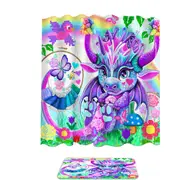 Colorful Kids Cross-Stitch-Like Lil Dragon Shower Curtain