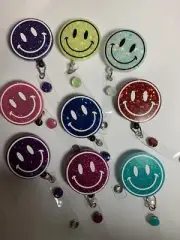 Smiley Face Retractable Badge Holder. Lots Of Colors To Choose From.