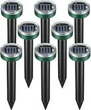 8 pk Mole Repellent Gopher Repellent Solar Snake Repellent Ultrasonic Vole Gopher Repellent Sonic Waterproof Spikes Stakes for Garden Yard