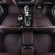 Car Foot Mats for Nissan Note E12 2012 2013 2014 2015 2016 2017 2018 2019, Non-Slip Waterproof All-Weather Interior Protect Full Set Car Floor Mats,BlackRed