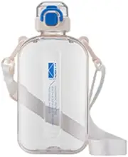 Flat Water Bottles - Anti-Leak Water Bottles With Shoulder Strap - 750ml Clear Bottle With Safety Cover, Large Capacity Portable Flat Drink Bottle For Travel