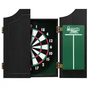 Formula Sports Dart Board Game 15 inch and Black Solid Wood Cabinet Set