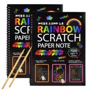 2Pcs Scratch Children'S Art Book Black DIY Art Card Neon Scratch Book9020