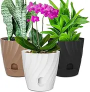 [MLKLDOU] 6 Inch Indoor Self Watering Pots with Indoor Planter Pot,3 Pack Plastic Plant Pots with Reservior and Drainage Holes,Pots Planters for Outdoor Garden Succulent Orchid Flower Pot（3 Colors）