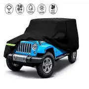 Jeep Wrangler JK JL YJ 2/4 Door Car Cover 1987-2019 Waterproof Windproof Dustproof UV Protection Black/Silver Auto Accessories 2-door