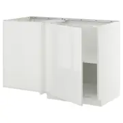 METOD corner base cabinet with shelf, white/Ringhult white, 128x68x80 cm