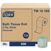 Tork Universal Bath Tissue, 2-Ply, White, 500 Sheets/Roll, 96 Rolls/CT