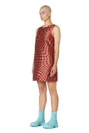 Warped Check Jacquard Shift Dress