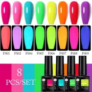 7.5ML 8Pcs Fluorescent Neon Glow-in-dark Gel Nail Polish Set UV LED VarnishesGel