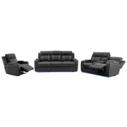 Magic 3+2+1 Electric Fabric Recliner Suite - Charcoal