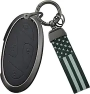 HIBEYO 5/7 Button Key Fob Cover Compatible with Hyundai Ionic 6 Grandeur GN7 Kona Ev 2023 2024 Key Case Leather&Alloy Key