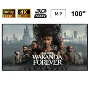 Visualax 100" inch Fixed Frame Zero Edge Grey Projector Screen TRUE 16:9