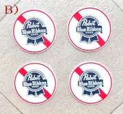 4pcs WH Pabst Blue Ribbon beer coasters drip mat bar mat spill mat bar home pubs