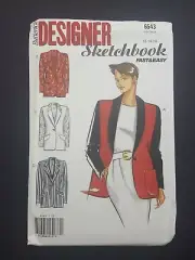 Butterick Fast Easy Sewing Pattern 6543 Misses Jacket 12 14 16 Vintage 1990's