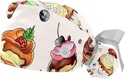 [YTYVAGT] 2-Pc,Gourd-Shaped Working Cap,Fisherman Hat with Buttons and Cotton Sweatband,Colorful Doodle Ice Cream