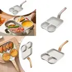 3 in 1 Breakfast Frying Pan Flat Frying Pan Heat Resistant Handle Multi Section