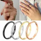 Women Girl 2mm Thin Stackable Ring Stainless Steel Plain Band Gift Size 3-10 # ♪