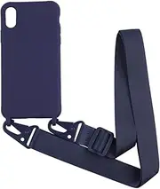 PuYu Zhe Case Compatible with iPhone Xs Max Crossbody Case Silicone Soft Matte,Cover TPU Shell Adjustable Neck Cord Strap Stylish Shockproof Case,Lanyard Case-Dark Blue