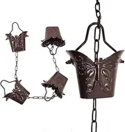 DFTDFYXYAluminum Rain Chain 8.5FT Metal Hanging Outdoor Rain Chains Rain Water Catcher for Window Garden Decorations with Hook and Holder for Patios,Gardens,Outside Divert Water(Bronze),3.6m(11.8ft)