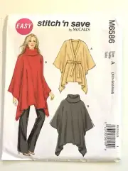McCall's M6586 Misses' Ponchos Size A (Xsm-Sml-Med)