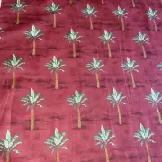 Fabric-cotton-Cranston V.I.P. Rust/RED & Palm Tree PRINT 1 yard Nice!