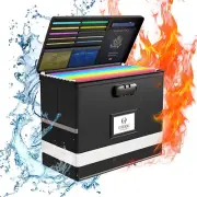 Fireproof Document Box with Lock Portable Waterproof File Safe Collapsible Black