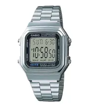 Casio Digital Stainless Steel Alarm Chrono Dual Time A178WA-1ADF WR Mens Watch