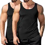 [Muscle Killer] Men's Workout Tank Tops Gym Muscle Tee Sleeveless Fitness Quick Dry Bodybuilding Ribbed Knit T Shirt