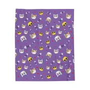 Cute Cat Pattern Velveteen Plush Blanket, Cozy Throw for Cat Lovers, Purple