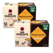 Don Francisco's CINNAMON HAZELNUT Coffee 12 K-Cups 100% Arabica Ground 2 Boxes
