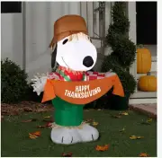 3.5' Seld-Inflatable Thanksgiving Harvest Peanuts Snoopy as Scarecrow Yard Decor