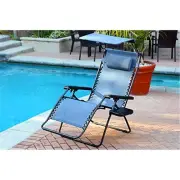 Jeco Oversized Zero Gravity Chair with Sunshade and Drink Tray Blue
