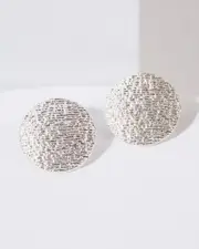 Silver Textured Round Clip On Earrings