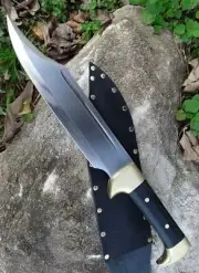 HANDMADE STEEL BLADE BOWIE KNIFE .BLACK MICARTA HANDLE WITH SHEATH