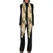 burberry Giant Check Lightweight Wool Scarf in Candle at Nordstrom