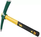 15 Inches Pick Mattock Hoe, Forged Adze Hoe with Plastic Coated Fiberglass