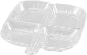 Divided Plates - Four-Grid Food Plates with Dividers | Square Fruit Dish Household Compartmentalized Tableware Dishwasher-Safe for Baby Camping Home Travel