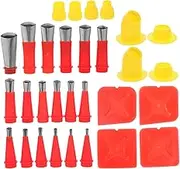 1Set Caulking Tips with Bases Reusable Caulking Nozzles Including Tips Bases Elbow Nozzles Scrapers Versatile Caulk Extension Tools for Home Repair
