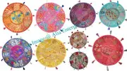 32" Round Indian Vintage Floor Pillow Bohemian Patchwork Floor Cushion Pouf Case