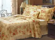 COZY CHIC COTTAGE SHABBY PINK RED BLUE GREEN IVORY YELLOW ROSE LEAF QUILT SET