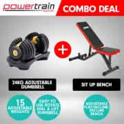 Combo 24kg ADJUSTABLE DUMBBELL HOME GYM EXERCISE BENCH WEIGHTS FITNESS Gold