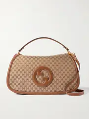 [Gucci] Gucci - Blondie Appliquéd Leather-trimmed Canvas-jacquard Shoulder Bag - Brown - One size One size Brown